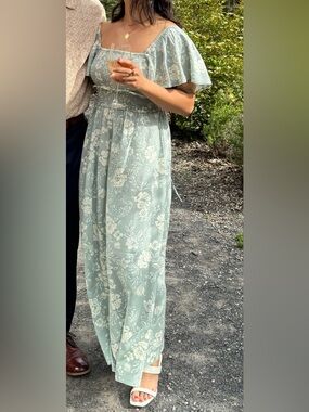 Light Sage Floral Maxi Dress